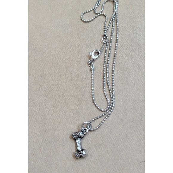 18K Gold Plated Dog Bone Necklace Rhinestone Charm Pet Lover Y2K - Picture 7 of 10